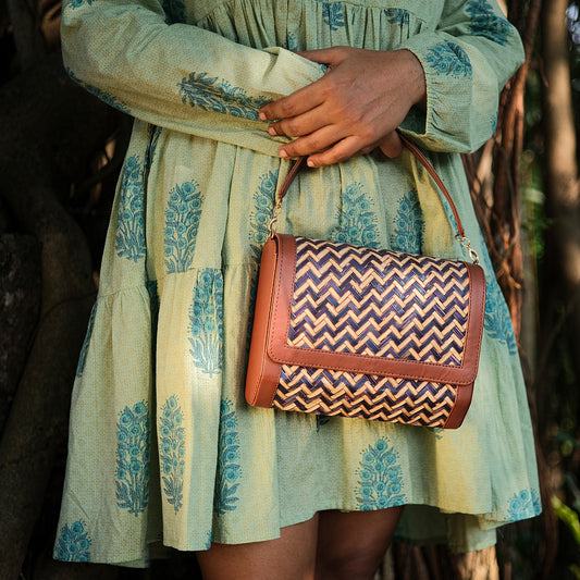 Morbana Ladies Sling Bag - Blue & Biege