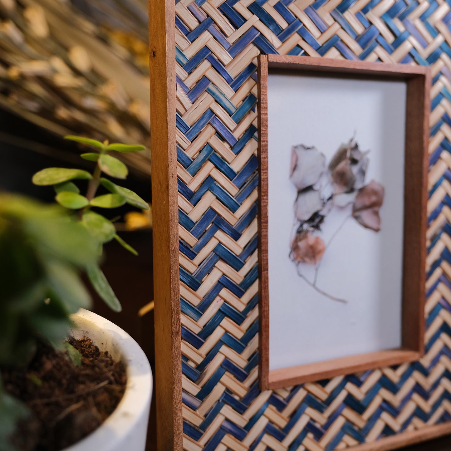Bamboo Photo Frame (Blue & Beige)