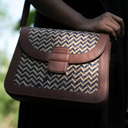 Ladies Sling Bag - Blue & Biege