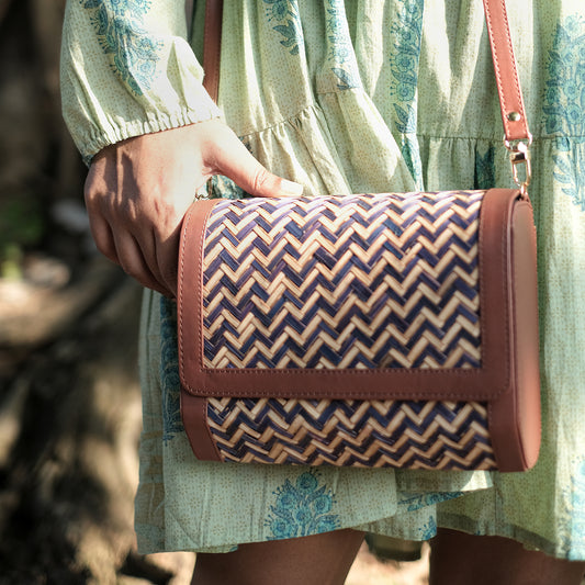 Morbana Ladies Sling Bag - Blue & Biege