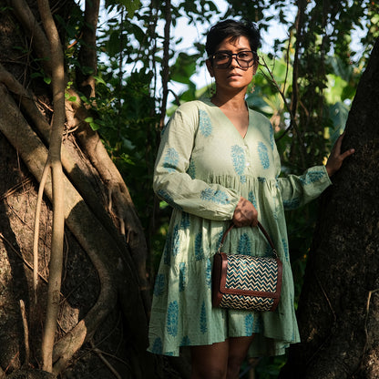 Morbana Ladies Sling Bag - Green & Biege