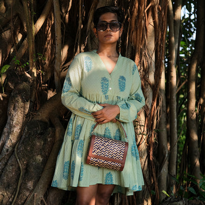 Morbana Ladies Sling Bag - Blue & Biege