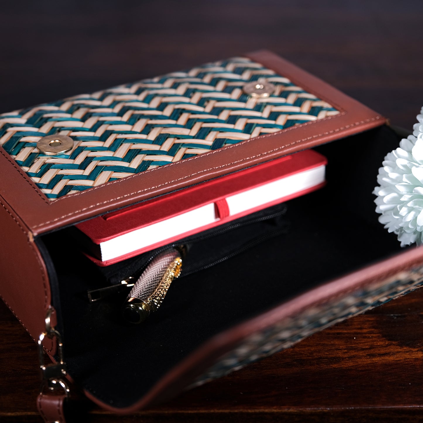 Morbana Ladies Sling Bag - Green & Biege