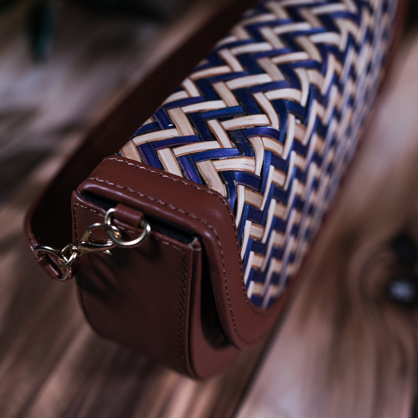 Half Moon Sling Bag - Blue & Biege