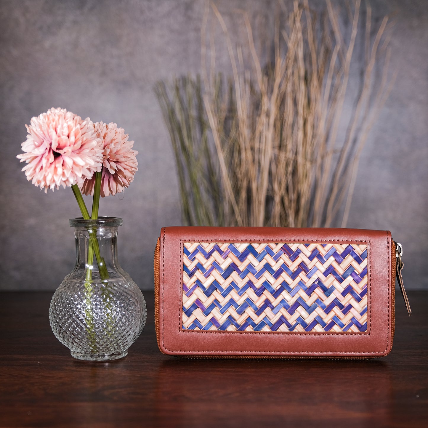 Evening Clutch Bag - Blue & Biege
