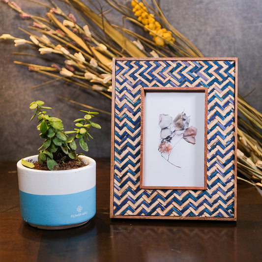 Bamboo Photo Frame (Blue & Beige)